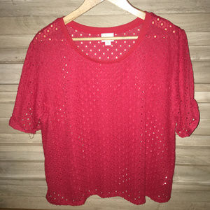 Red Anthropologie Cutout Cotton Top (M)
